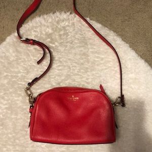 Kate Spade red double zip crossbody bag, 9.5”W x 7”L